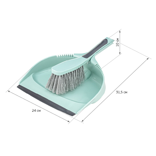 Щетка-сметка, совок с резинкой IDEA ДУЭТ М 5176, морская волна
