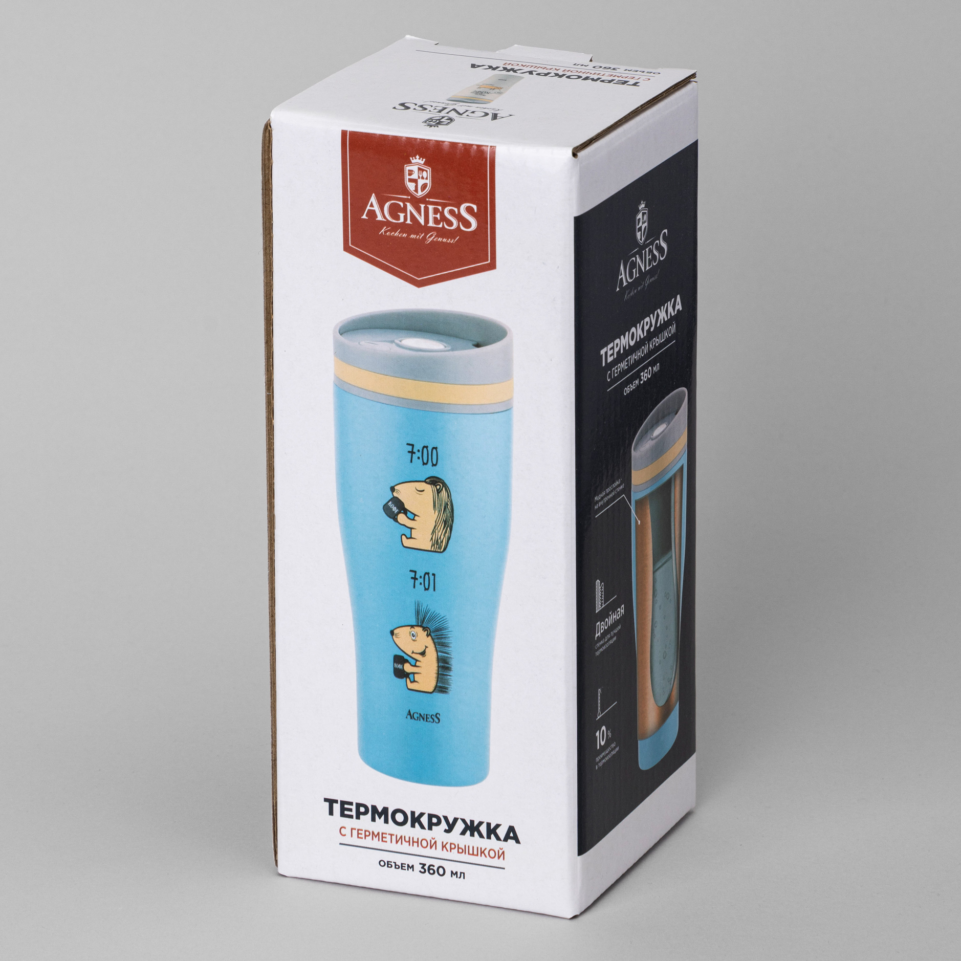 ТЕРМОКРУЖКА AGNESS, ЁЖ, 360МЛ