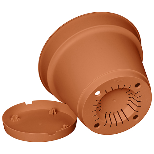 Горшок для цветов 5 л Homver Mint 221612132/01, 240 мм, с поддоном, терракотовый