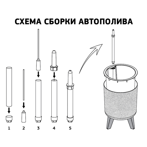 Кашпо 11 л IDEA ФЛОРИАН М 3157, высокое, 250 мм, с автополивом, графитовый