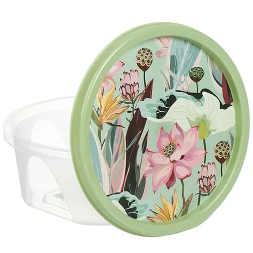 Контейнер для продуктов, 0,4л+0,85л+1,4л, круглый 3шт с декором, зеленый, 1/24