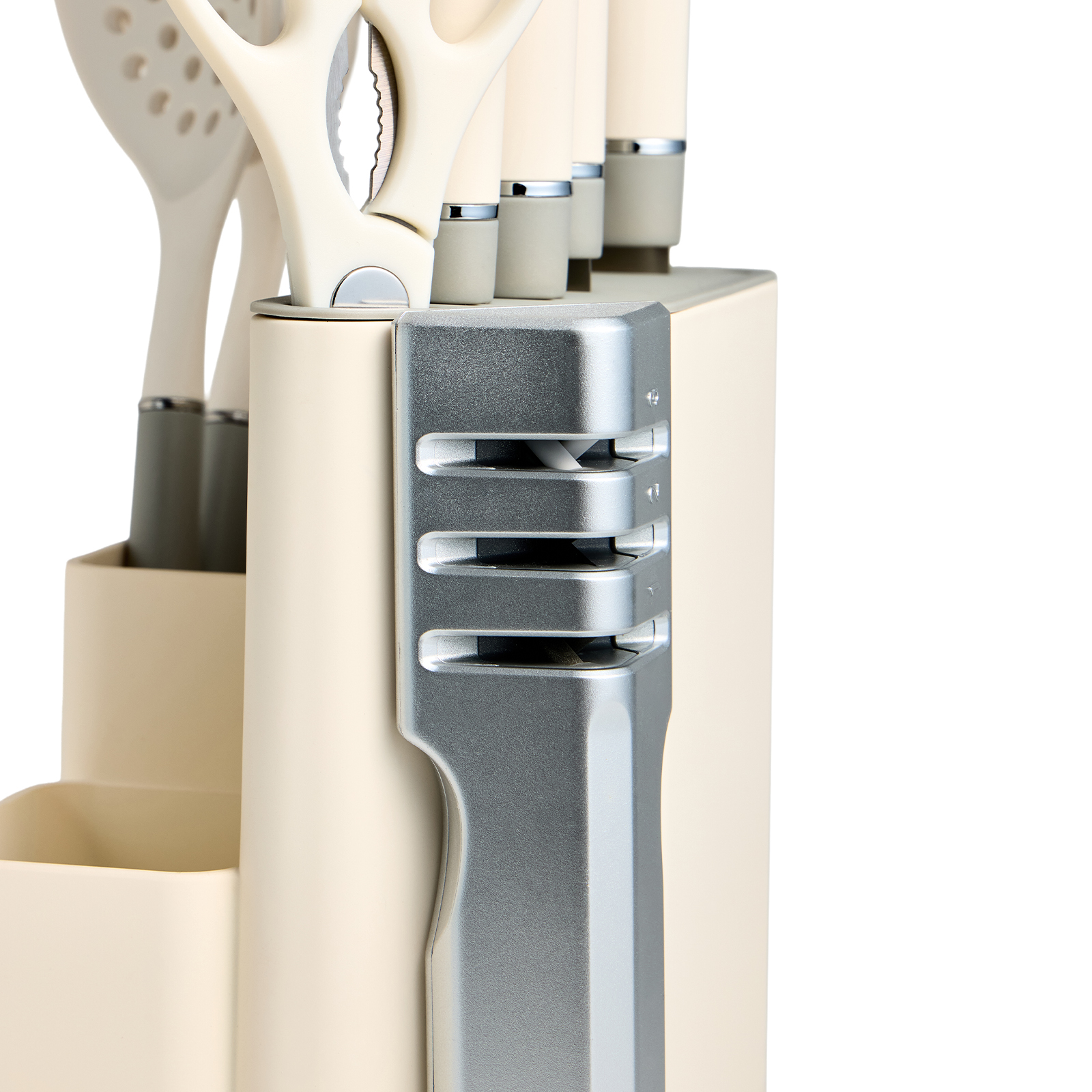 НАБОР AGNESS ИЗ 11ПР: 5 НОЖЕЙ,ПОЛОВНИК,ЛОПАТКА,ШУМОВКА,ПОДСТАВКА,НОЖЕТОЧКА,НОЖНИЦЫ, ЦВЕТ:БЕЛЫЙ/СЕРЫЙ