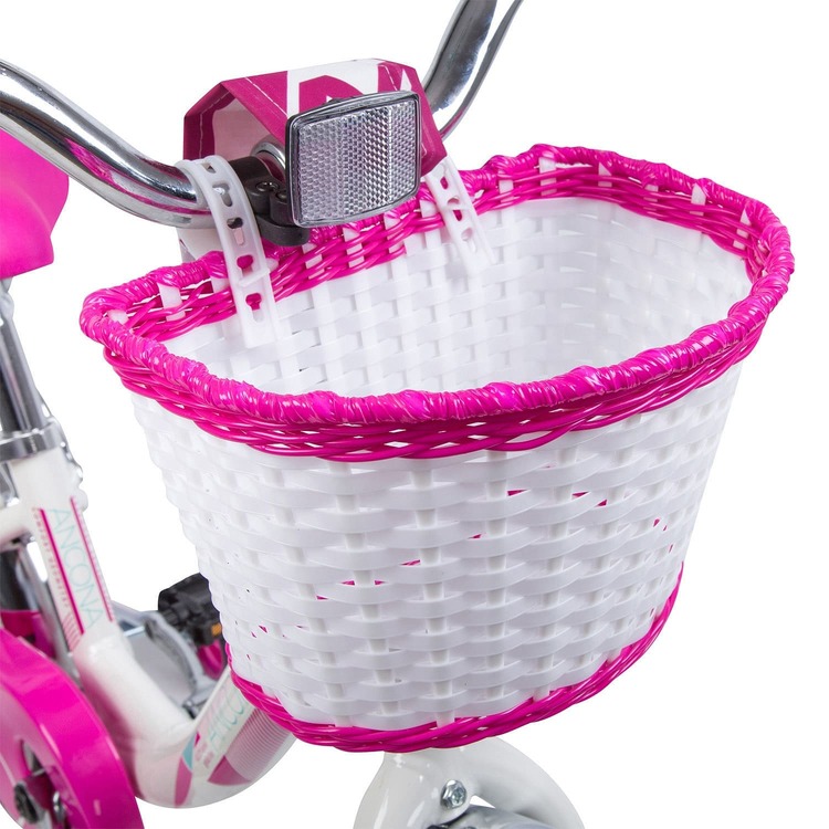 Велосипед NOVATRACK 16,  ANCONA, белый, тормоз нож., передняя корзина, крылья и багаж. хромир.