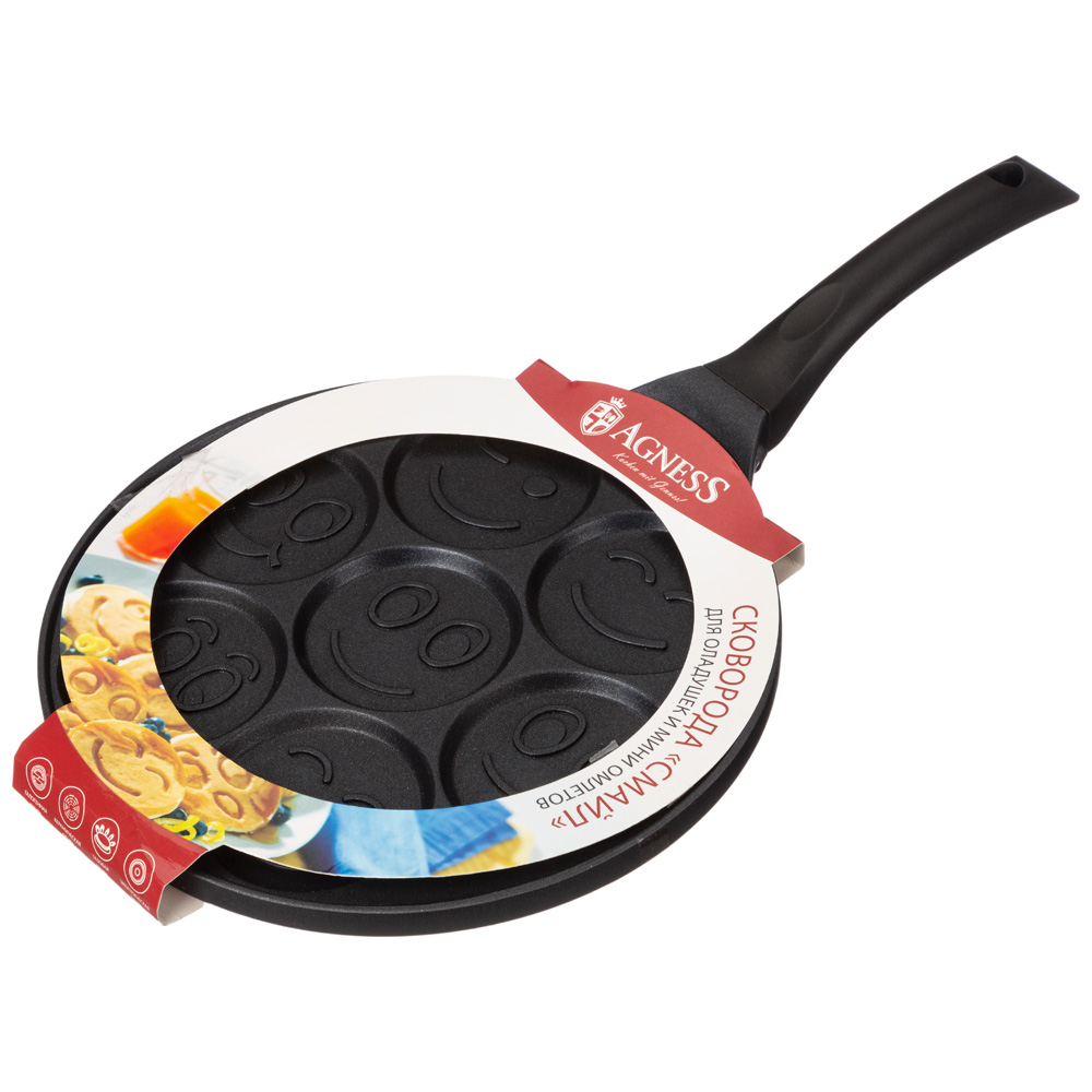 СКОВОРОДА AGNESS, СМАЙЛ, С АНТИПРИГАР.ПОКРЫТИЕМ ДИАМЕТР=26.5 СМ., КОР=12ШТ