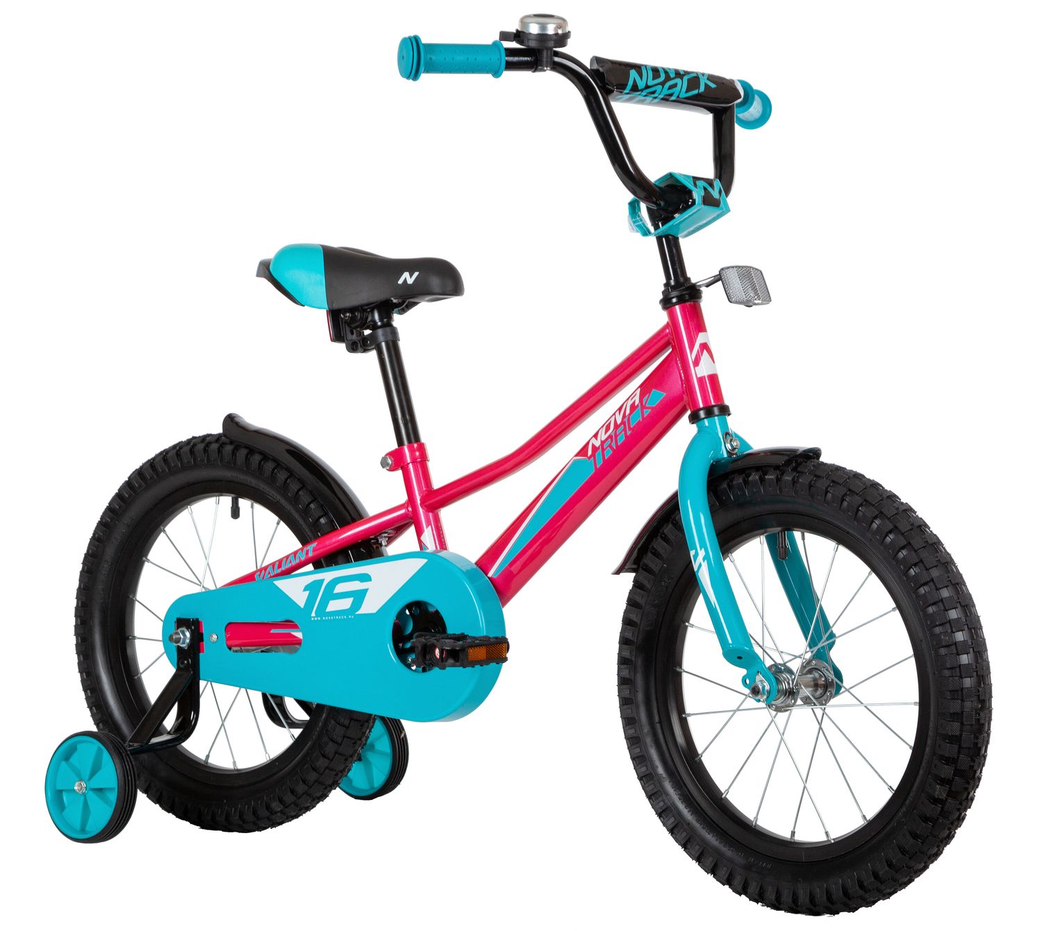 Велосипед NOVATRACK 16, VALIANT фуксия, полная защита цепи, тормоз нож, короткие крылья