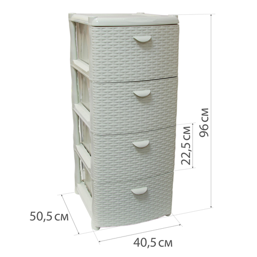 Комод IDEA РОТАНГ М 2812, 4 секции, белый ротанг