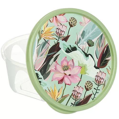 Контейнер для продуктов круглый 0.85 л Homver 222132918/08, с декором, зеленый