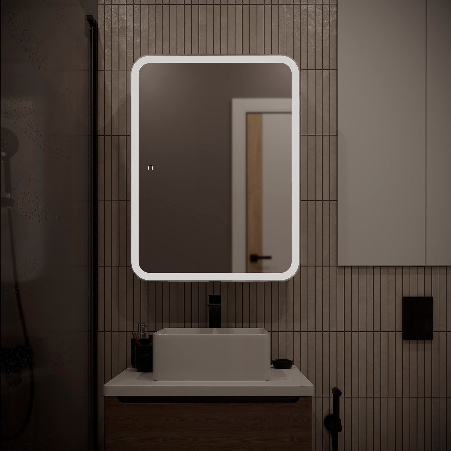 Зеркальный шкаф MIXLINE, Фиджи Flip, 600*800, ШВ универсал, сенсорный выкл., светодиодная подсветка