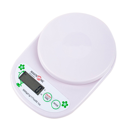 Весы кухонные электронные MAXTRONIC MAX-KS-161A, 5кг, белый+зеленые цветы