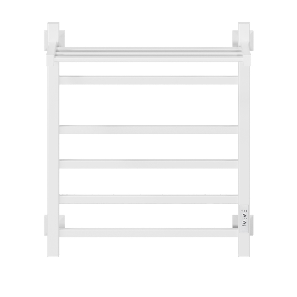 Полотенцесушитель MIXLINE FORTUNE 60х50, таймер, 445 Вт, 5 перекладин + ПОЛКА электрический БЕЛЫЙ