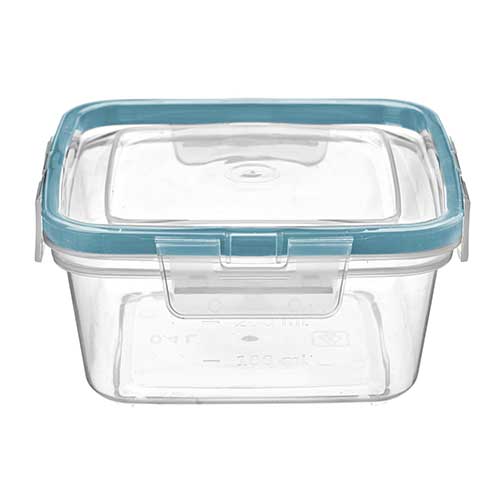 Контейнер для продуктов 0.4 л Homver 221103218/02, герметичный квадратный, с защелками, бесцветный