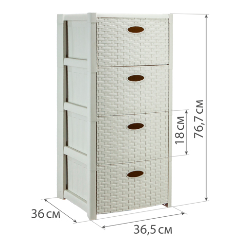 Комод IDEA СТИЛЬ РОТАНГ М 2736, 4 секции, белый ротанг