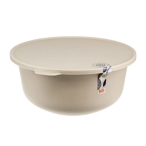 Миска пластмассовая ТЭСТИ 4,3л с крышкой, латте, 1/12