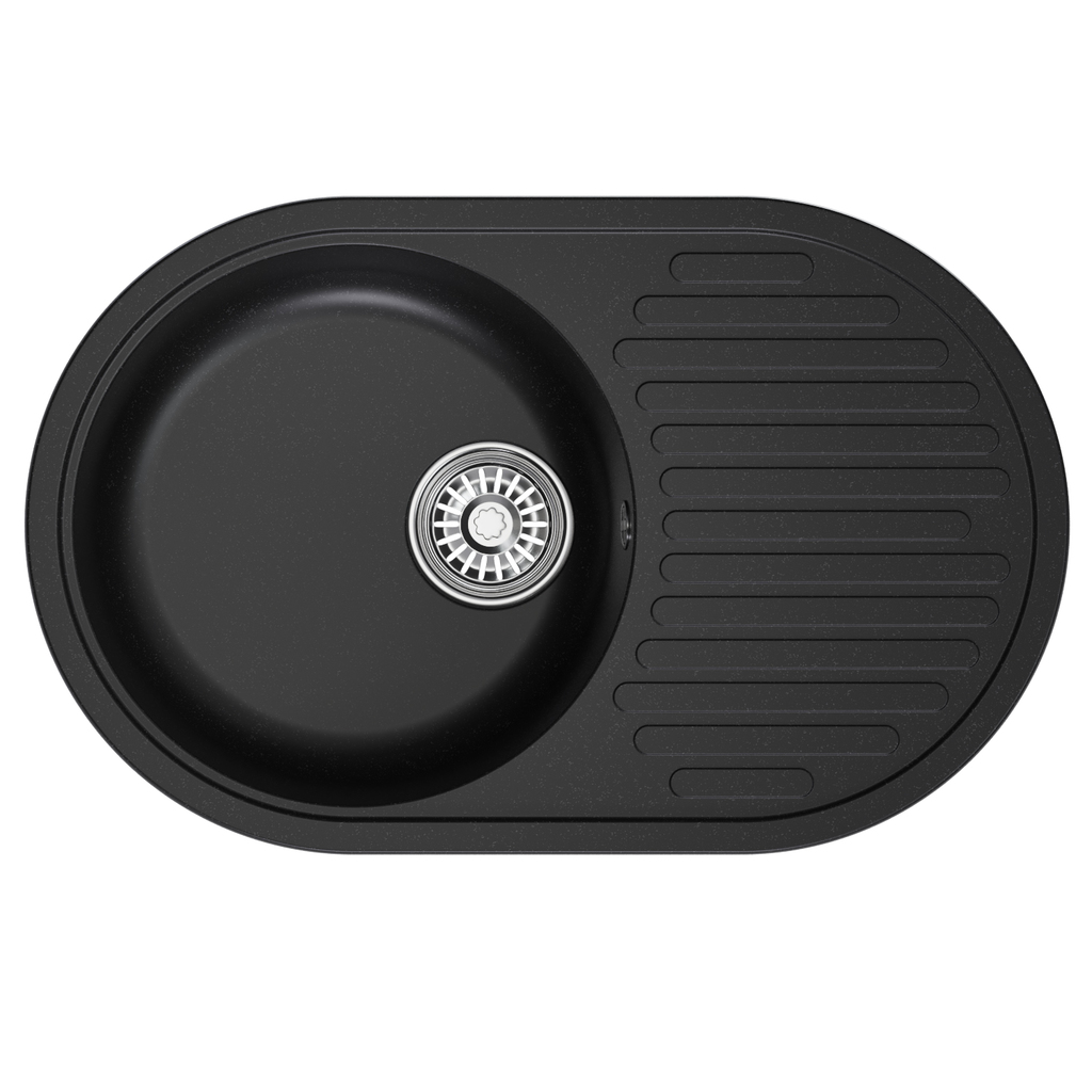 Мойка ML-GM16 овальная с крылом, ультра-черная, 344, 730*460*180мм NEW