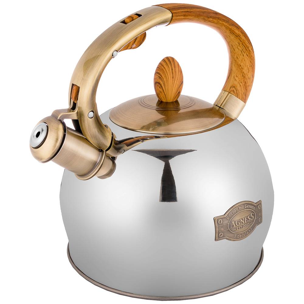 ЧАЙНИК AGNESS СО СВИСТКОМ, СЕРИЯ МОНБЛАН, 3, 0 Л ТЕРМОАККУМУЛИРУЮЩЕЕ ДНО, ИНДУКЦИЯ, КОР=6ШТ