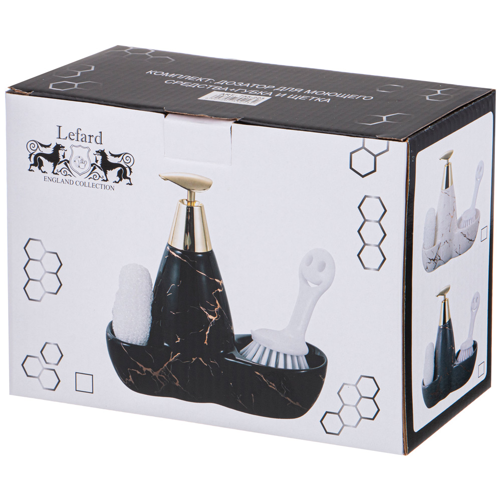 ДОЗАТОР ДЛЯ МОЮЩЕГО СРЕДСТВА, FANTASY, 500 МЛ + ГУБКА И ЩЕТКА 20*9*18 СМ, КОР=12ШТ.