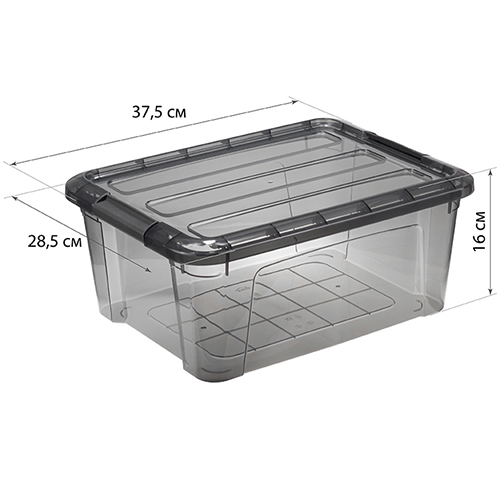 Ящик для хранения 11 л IDEA КИП М 2336, с замками, черный прозрачный