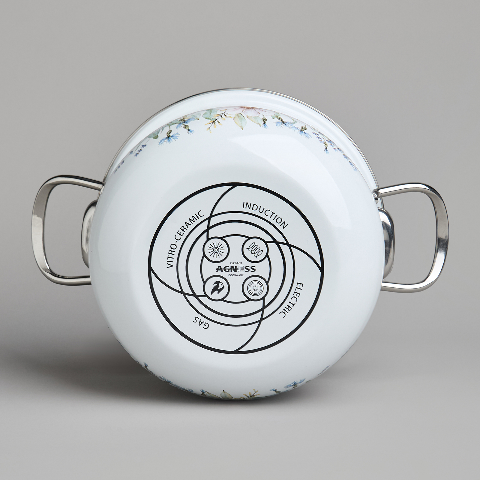 НАБОР КАСТРЮЛЬ AGNESS ЭМАЛИРОВАННЫХ СЕРИЯ, ДВОРЦОВЫЙ ПАРК,  6ПР. 2, 0/2, 8/3, 6Л, 18Х11/20Х12/22Х13СМ