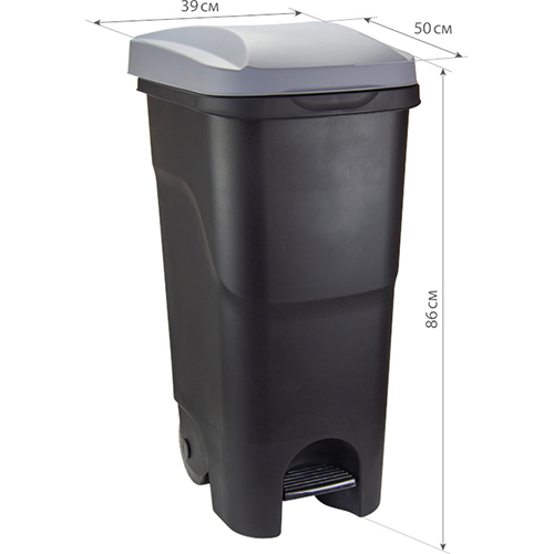 Бак 85 л IDEA М 2399, с педалью на колесах, серый