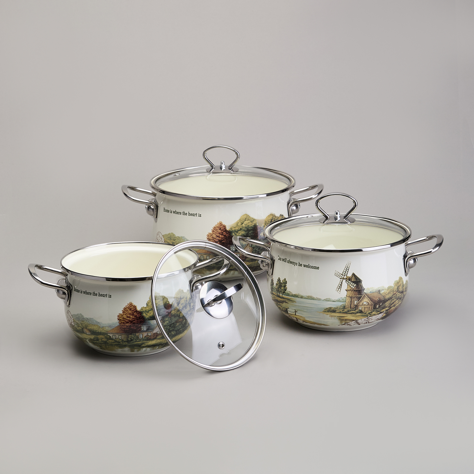 НАБОР КАСТРЮЛЬ ЭМАЛИРОВАННЫЙ, СЕРИЯ, FAMILY HOUSE, 6ПР. 2, 0/2, 8/3, 8Л ДИА.18/20/22СМ