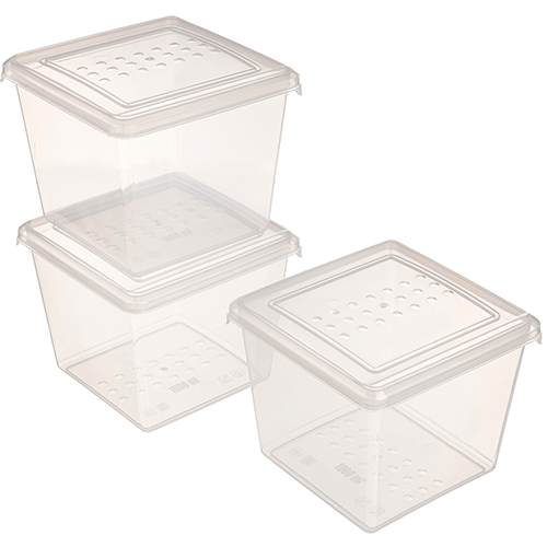 Комплект контейнеров для заморозки Homver Asti 221101301/00, квадратных 1 л х 3 шт, бесцветный