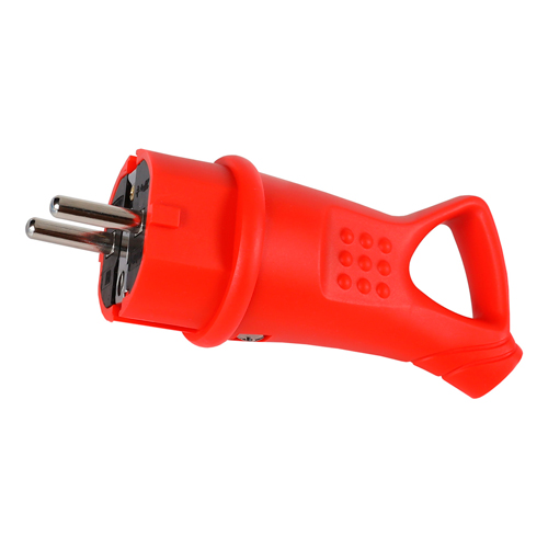 Вилка угловая с кольцом каучуковая 230В, 2P+PE, 16A, IP44, красная Smartbuy, SBE-16-P08-Rr, 1/20/200