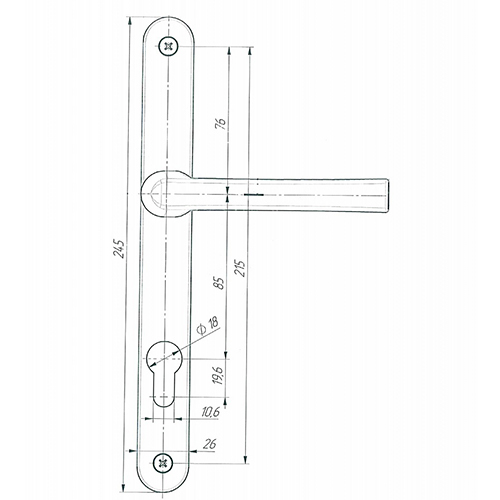 Ручка дверная на планке РФ1-85. 25, коричневый, Зенит, 1/30