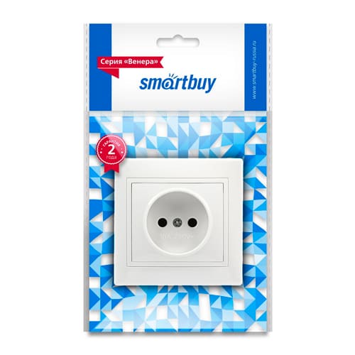 Розетка СП 1-местн б/з 10А Smartbuy белая, керамика, SBE-01w-10-S1-N-c, Венера, 1/200