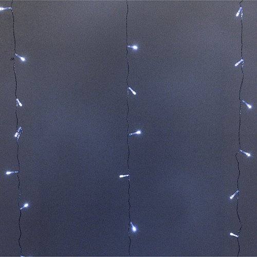 Гирлянда для дома ЗАНАВЕС 3м*2,5м 240 ламп LED, прозр.провод, 8 реж., IP-20. Белый - АКЦИЯ