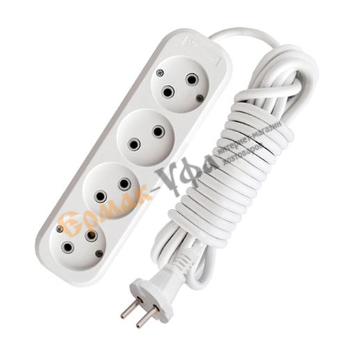 Удлинитель 4-местн 3 м без заземленияУниверсал E-204 ПВС 2х0,75 мм², 1/40