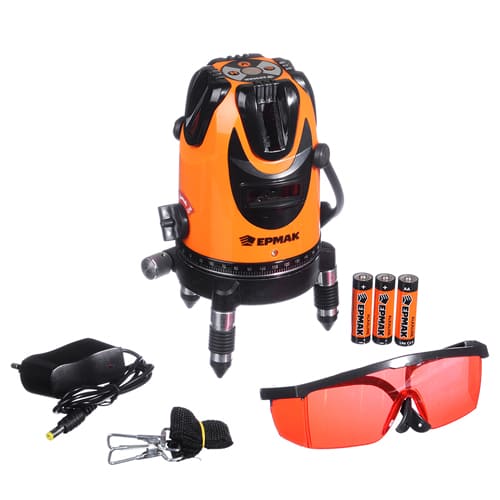 Уровень лазерный 5 лучей, 15м, кейс ЕРМАК, 1/8