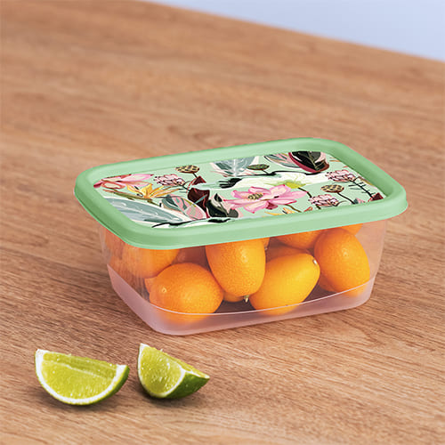 Контейнер для продуктов 0.85 л Homver 222132118/08, с декором, прямоугольный, зеленый