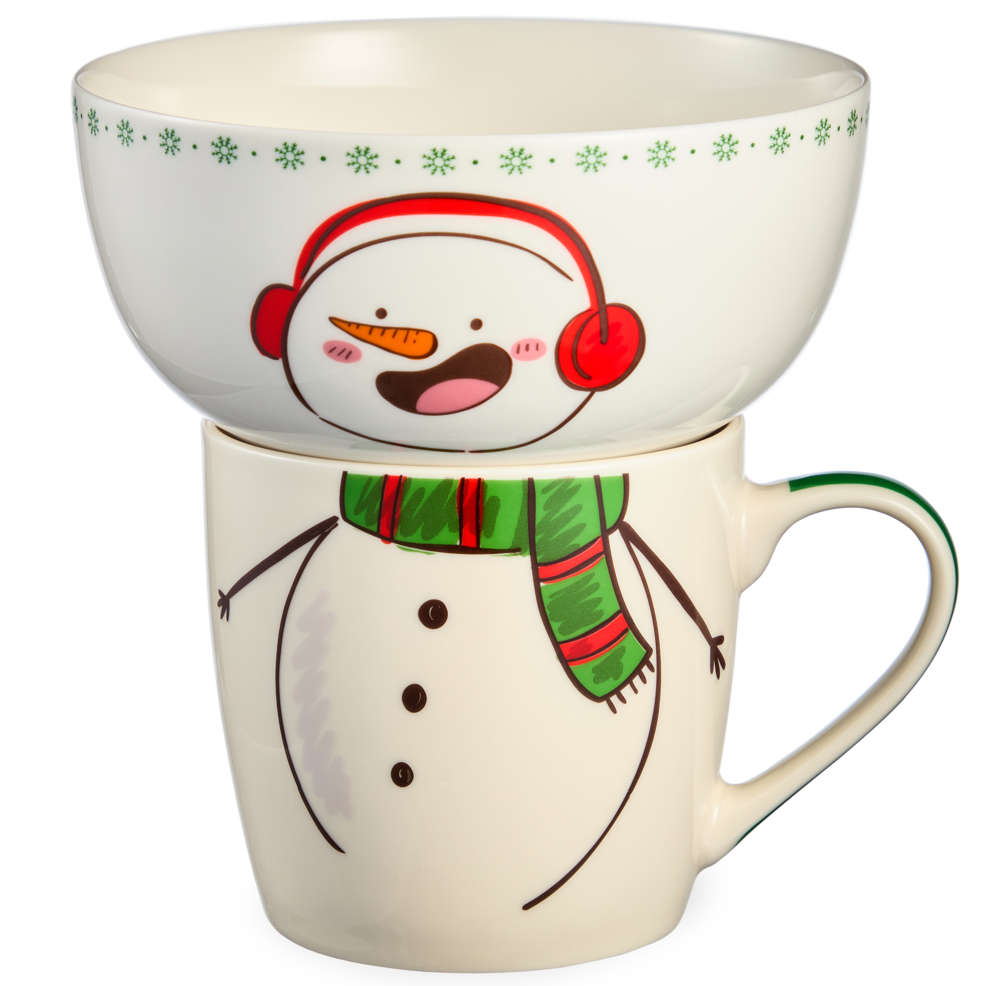 НАБОР ПОСУДЫ LEFARD, СНЕГОВИК, 2 ПР., КРУЖКА 360МЛ, САЛАТНИК 500МЛ