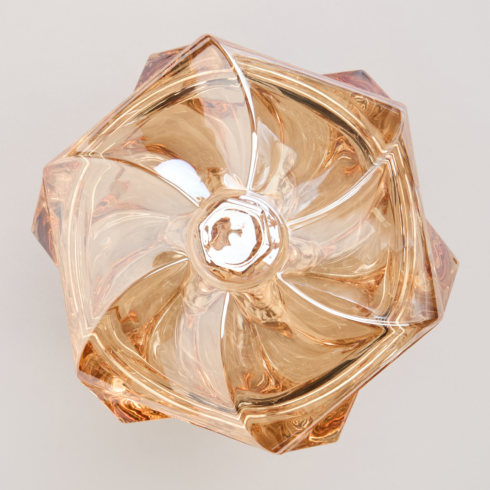 БЛЮДО С КРЫШКОЙ НА НОЖКЕ, BOHEMA, AMBER ДИАМЕТР=17 СМ ВЫСОТА=15, 5 СМ