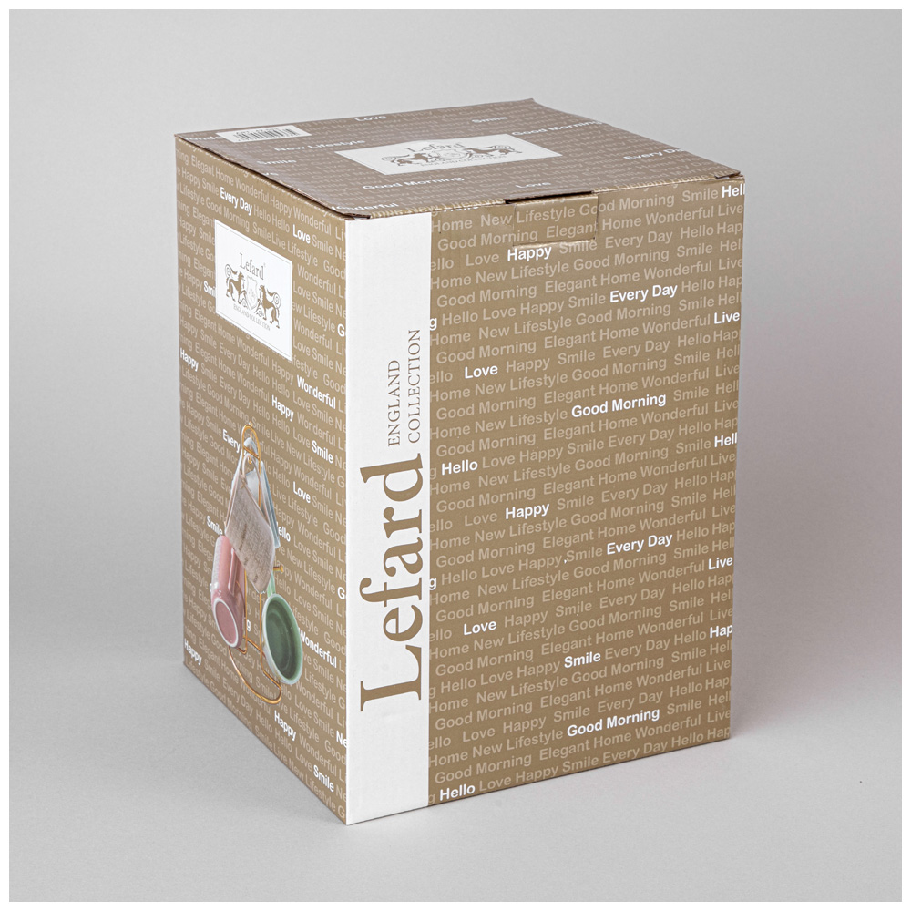 НАБОР КРУЖЕК LEFARD, GOOD MORNING, НА МЕТАЛЛ. ПОДСТАВКЕ 4 ШТ. 330 МЛ МИКС ЦВЕТОВ, КОР=4НАБ.