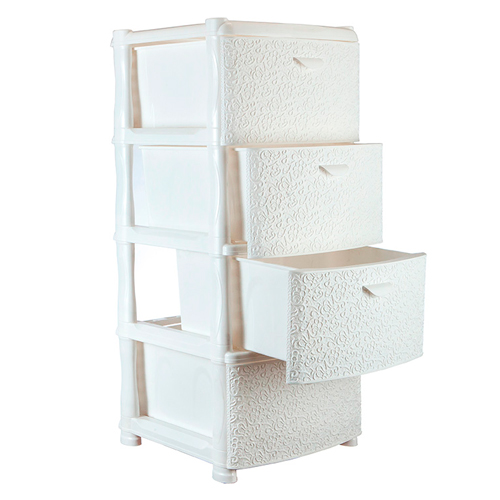 Комод IDEA КРУЖЕВО М 2819, 4 секции, белый