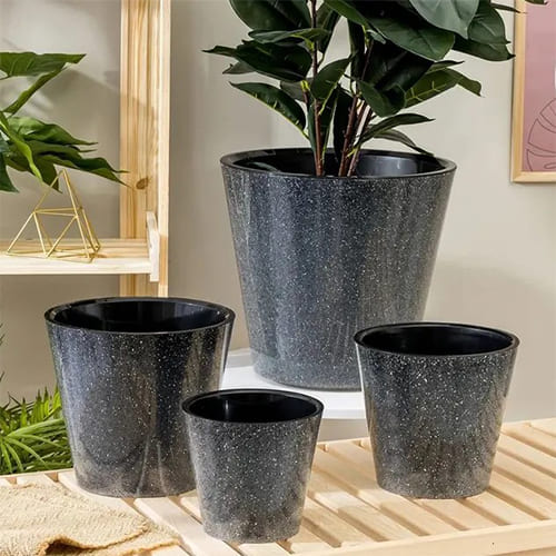 Горшок для цветов 5 л Grenada 221609321/02, 230 мм, с дренажной вставкой, гранит светло-серый