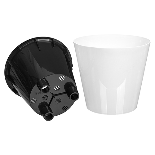 Горшок для цветов 5 л Homver Rosemary 221605929/01, 230 мм, с дренажной вставкой, белый