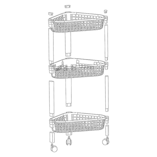 Полка угловая IDEA ЕВРО М 2756, на колесах, 3 секции, чайная роза