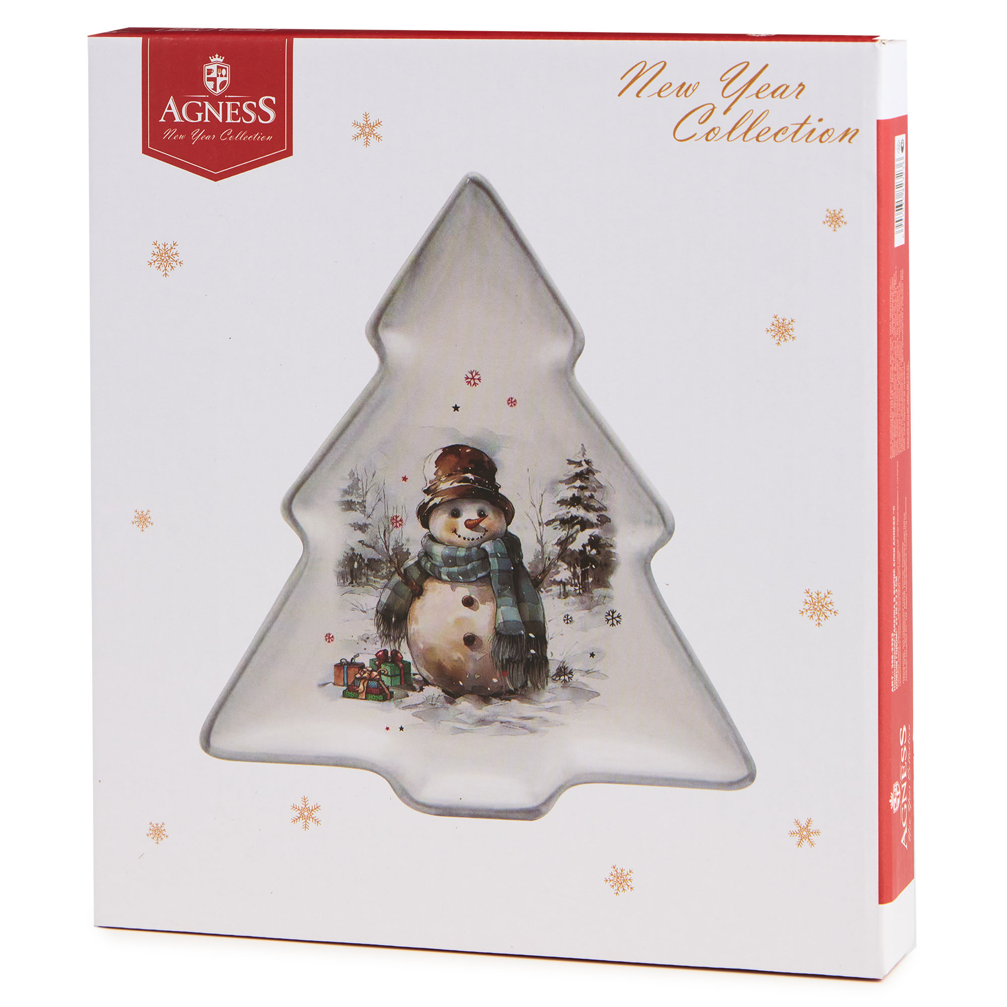 ТАРЕЛКА В ФОРМЕ ЕЛКИ AGNESS, С НОВЫМ ГОДОМ!, 23*20, 2*2, 2 СМ, КОР=24ШТ.