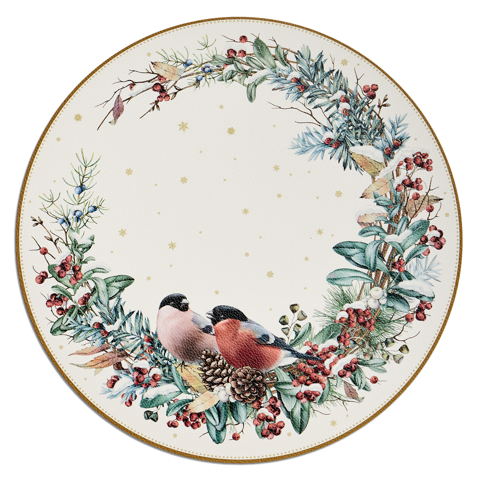 НАБОР ПОДСТАНОВОЧНЫХ САЛФЕТОК "СНЕГИРИ" ИЗ 2 ШТ., ДИАМЕТР=38 СМ