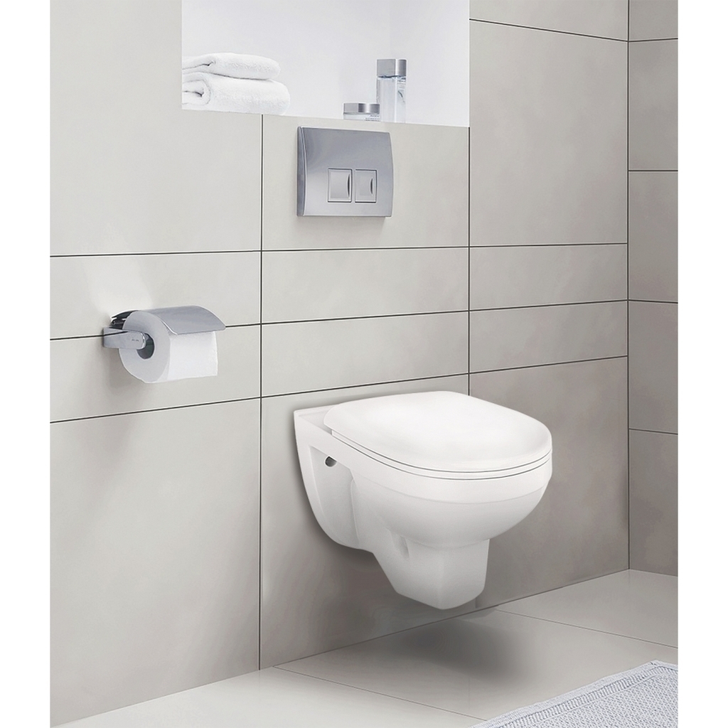 Унитаз подвесной, Рио Люкс, сиденье полип.микролифт белый, Rosa