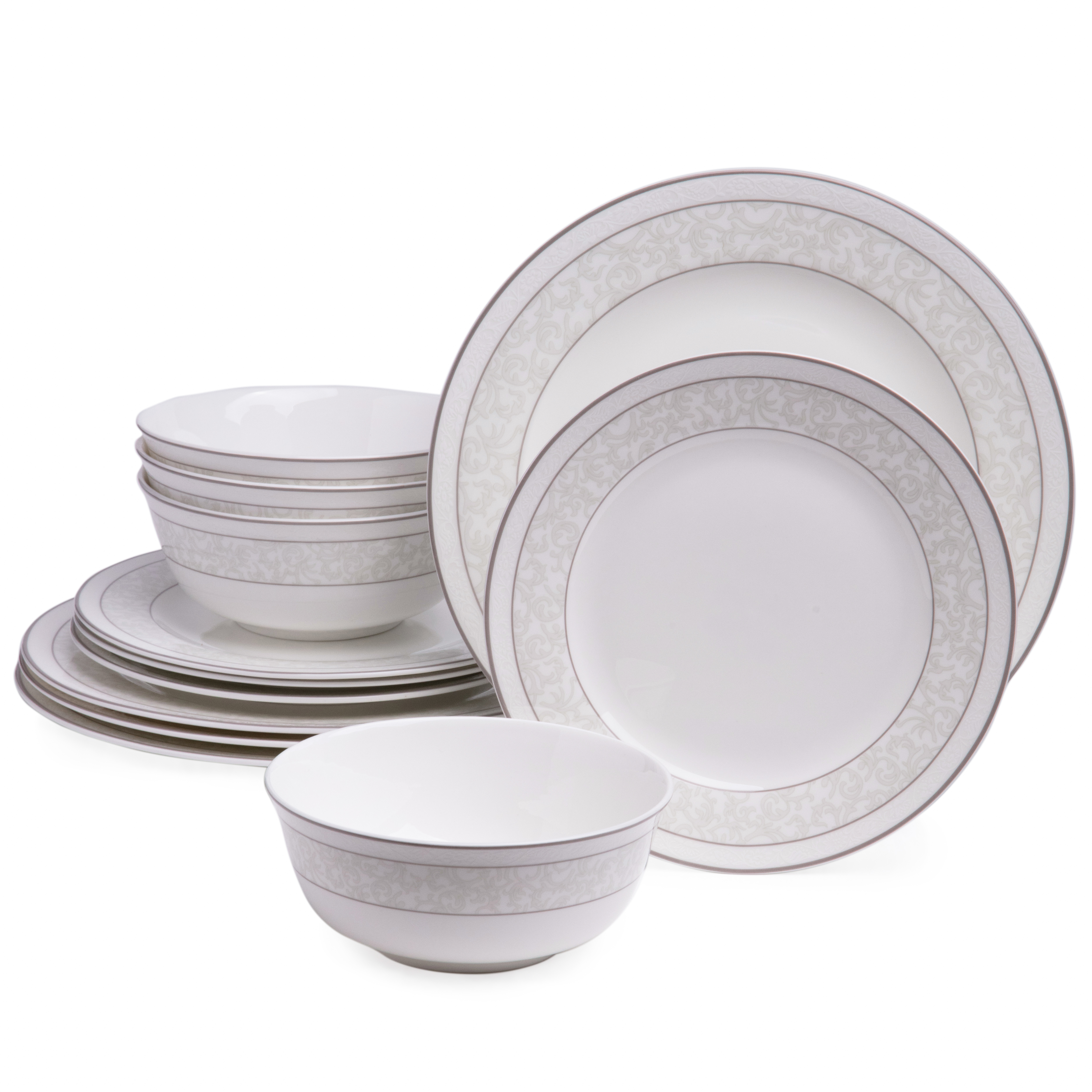 НАБОР ПОСУДЫ ОБЕДЕННОЙ LEFARD, GREY LACE, НА 4 ПЕР. 12 ПР.