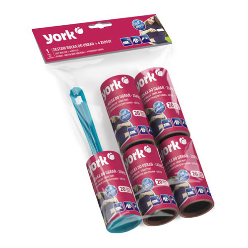 Ролик для чистки одежды + 4 сменных блока, набор, YORK, 1/24