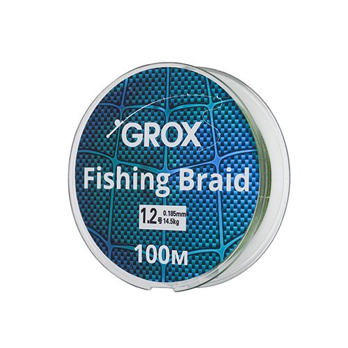 Плетенный шнур для рыбалки леска плетенка GROX 4X 0,18х100м 14,5кг, 1/500