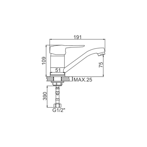 Смеситель для кухни LEDEME 4528В-2, шар, гайка, средний излив с гайкой, карт. 40мм. , 1/20