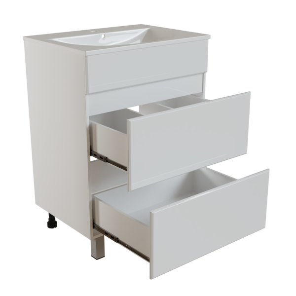 Тумба д/ванной, БРИКС-60,  ОТДЕЛЬНО ПРИОБРЕТАЕТСЯ РАКОВИНА 2 ящика под раковину, Breeze 60, мебельный, Sanita Luxe, ПВХ, раковина в комплект не входит