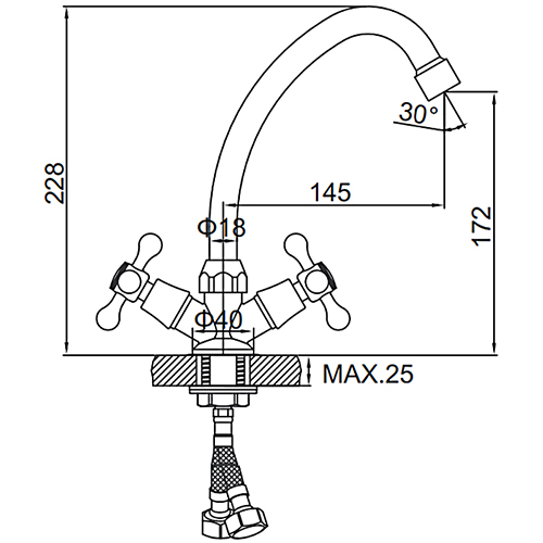 Смеситель для кухни LEDEME 4908 1/2 керам латун. гайка, 1/20