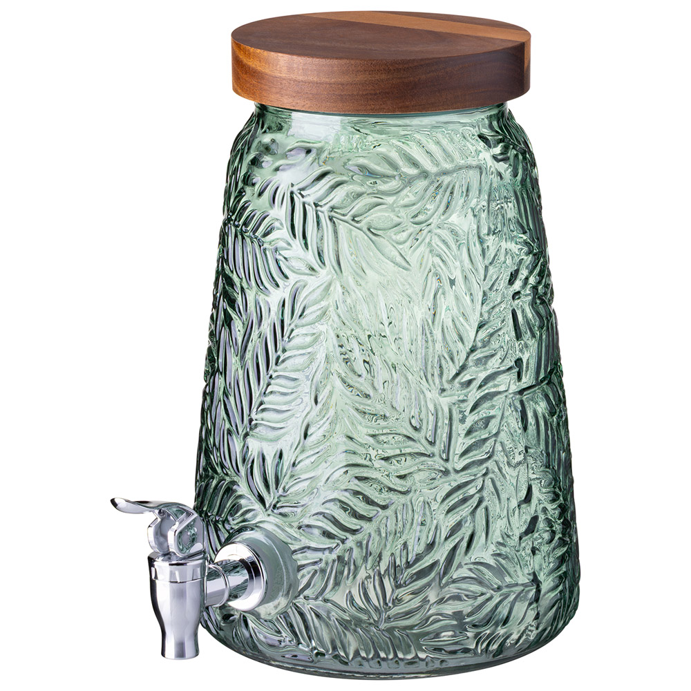 ДИСПЕНСЕР ДЛЯ НАПИТКОВ FLORA GREEN 3,5 Л НА ДЕРЕВЯННОЙ ПОДСТАВКЕ (АКАЦИЯ)