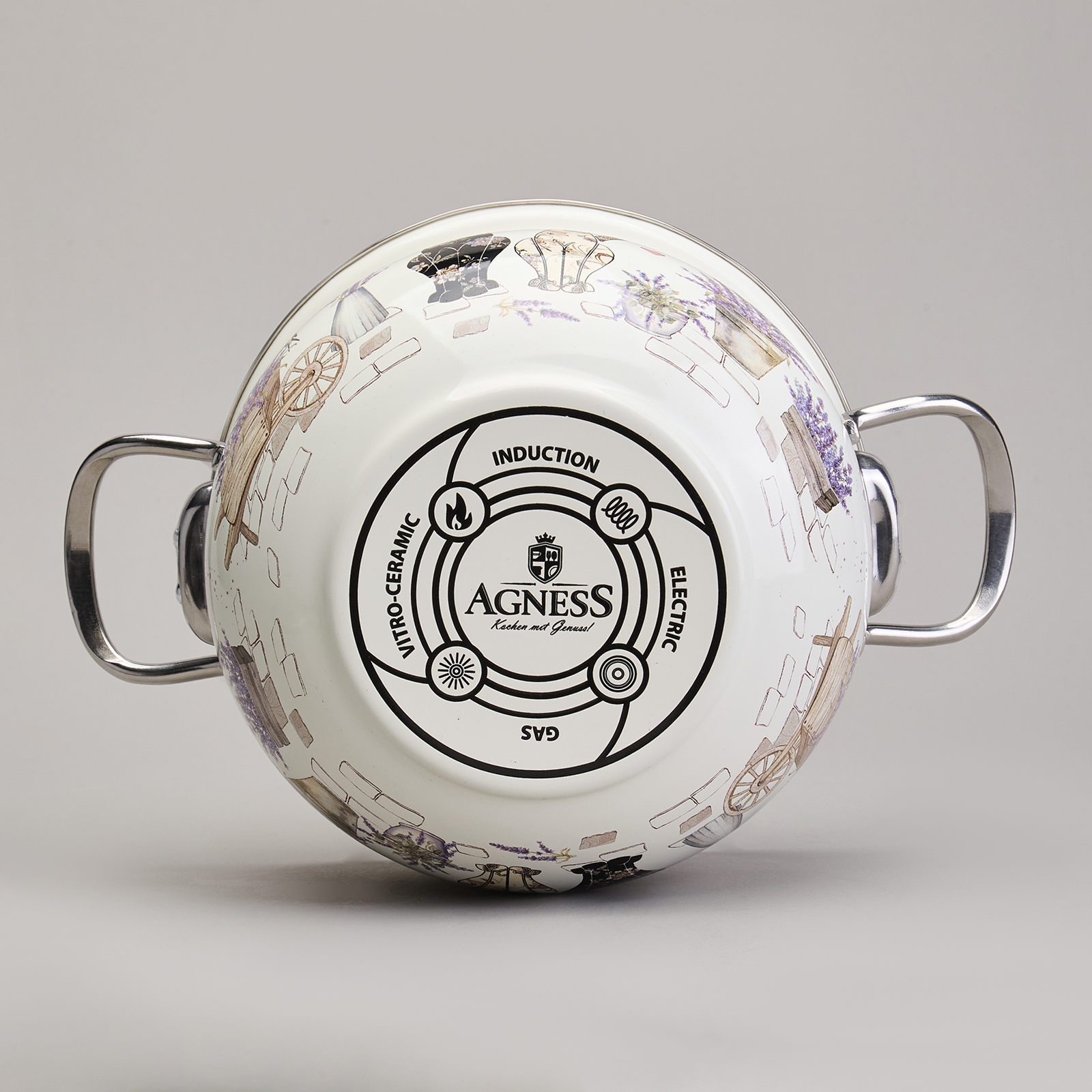 НАБОР КАСТРЮЛЬ ЭМАЛИРОВАННЫЙ, СЕРИЯ, LAVANDER CATS 6ПР. 2, 0/2, 8/3, 8Л ДИА.18/20/22СМ